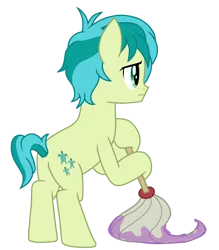 Size: 1750x2000 | Tagged: safe, artist:lnx1ynight16, derpibooru import, sandbar, earth pony, pony, g4, the hearth's warming club, butt, image, looking at something, mop, png, standing on two hooves