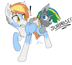 Size: 4000x3626 | Tagged: safe, artist:al solae, derpibooru import, oc, oc:aestival breeze, oc:vernal breeze, unofficial characters only, pegasus, pony, unicorn, brother and sister, duo, female, horn, image, male, mare, pegasus oc, png, siblings, simple background, stallion, surprised, transparent background, unicorn oc, wings