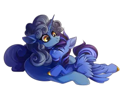 Size: 3890x3000 | Tagged: artist needed, safe, derpibooru import, oc, oc:blue shade, oc:nighttime wishes, pegasus, unicorn, cheek squish, colored hooves, commission, cuddling, eyes closed, hooves, horn, image, png, smiling, spread wings, squishy cheeks, wholesome, wings