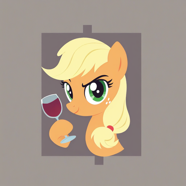 Size: 1024x1024 | Tagged: safe, ai content, derpibooru import, machine learning generated, prompter:foxpony, stable diffusion, applejack, earth pony, pony, g4, alcohol, bust, classy, eyebrows, generator:pony diffusion v6 xl, glass, hoof hold, image, lineless, looking at you, png, portrait, raised eyebrow, solo, wine, wine glass