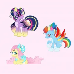 Size: 1013x1013 | Tagged: safe, artist:tragedy-kaz, artist:tragedykaz, derpibooru import, fluttershy, rainbow dash, twilight sparkle, alicorn, pegasus, pony, image, jpeg, solo