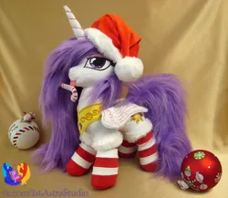 Size: 1477x1280 | Tagged: safe, artist:1stastrastudio, derpibooru import, princess celestia, pony, princess molestia, candy, candy cane, clothes, food, image, irl, jpeg, mouth hold, photo, plushie, socks, solo, striped socks