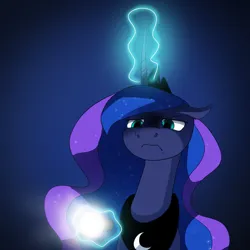 Size: 2000x2000 | Tagged: safe, artist:anticular, part of a set, princess luna, alicorn, abstract background, angry, digital art, female, flashlight, image, jpeg, magic, magic aura, solo, solo female