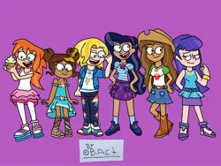 Size: 2080x1560 | Tagged: safe, artist:garybaldor, derpibooru import, human, equestria girls, g4, afro puffs, applejack's hat, barbara gordon, batgirl, blonde hair, boots, brown hair, bumblebee (dc comics), clothes, cosplay, costume, cowboy boots, cowboy hat, crossover, cupcake, cute, dark skin, dc comics, dc superhero girls, denim, denim skirt, diana prince, dress, equestria girls outfit, female, fluttershy boho dress, food, geode of empathy, geode of shielding, geode of sugar bombs, geode of super speed, geode of super strength, geode of telekinesis, green lantern, group, hairclip, hat, high heels, image, jacket, jessica cruz, jpeg, kara danvers, kara zor-el, karen beecher, leggings, magical geodes, pink background, rarity peplum dress, redhead, sandals, sci-twi outfits, shirt, shoes, signature, simple background, skirt, sleeveless, sleeveless shirt, sneakers, supergirl, tan skin, wall of tags, wonder woman, zatanna, zee zatara