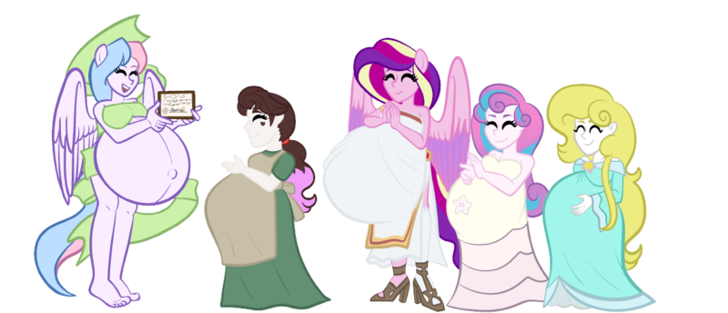 Size: 1137x489 | Tagged: safe, artist:chelseawest, derpibooru import, princess cadance, princess flurry heart, oc, oc:bundle joy, oc:gleaming grace, oc:malinae, human, equestria girls, g4, adult, belly, belly button, big belly, certificate, clothes, cosplay, costume, female, huge belly, hyper, hyper belly, hyper pregnancy, image, impossibly large belly, kid icarus, kiki's delivery service, linea nigra, magical drop, mother and child, mother and daughter, multiple pregnancy, offspring, offspring's offspring, older, older flurry heart, osono, outie belly button, palutena, parent:applejack, parent:oc:niku, parent:oc:shimmering glow, parent:princess flurry heart, parents:canon x oc, png, ponied up, pregnant, rosalina, rose quartz (steven universe), steven universe, super mario bros., world (magical drop)