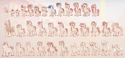 Size: 6000x2813 | Tagged: safe, derpibooru import, official, earth pony, pony, g5, my little pony: a new generation, age progression, colt, concept art, female, filly, foal, image, jpeg, male, mare, older, stallion