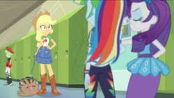 Size: 1919x1081 | Tagged: safe, artist:vitaltoast, derpibooru import, edit, edited screencap, screencap, applejack, rainbow dash, rarity, human, swinub, equestria girls, g4, female, image, leash, png, pokémon