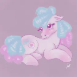 Size: 1200x1200 | Tagged: safe, artist:doodlepoodle, oc, oc:posty, earth pony, pony, g1, curly mane, cutie mark, glossy, image, jpeg, looking up, nostrils, pink mane, pink tail, puppy dog eyes, simple background, solo, teal mane, teal tail, the mlp trading post, two toned mane, two toned tail, white coat