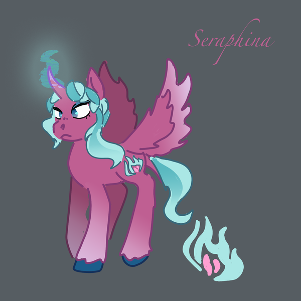 Size: 2000x2000 | Tagged: safe, derpibooru import, alicorn, pony, g5, alternate universe, fanfic art, female, fire, g5 rewrite, image, mare, opaline arcana, png, seraphina au, skyros, teenager, younger