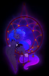 Size: 2125x3251 | Tagged: safe, artist:itssim, derpibooru import, princess luna, alicorn, pony, g4, butt, dreamcatcher, dreamcaught luna, female, hoof shoes, horn, image, mare, moonbutt, plot, png, princess shoes, solo, spread wings, wings