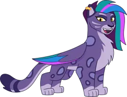 Size: 5900x4506 | Tagged: safe, derpibooru import, official, big cat, leopard, snow leopard, g5, my little pony: tell your tale, .ai available, .svg available, allura, female, folded wings, image, open mouth, png, simple background, solo, transparent background, vector, wings