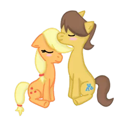 Size: 468x466 | Tagged: safe, artist:firenekos78, derpibooru import, applejack, caramel, earth pony, pony, female, image, male, mare, png, ship:carajack, shipping, simple background, stallion, straight, transparent background