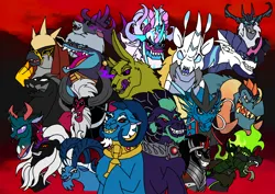 Size: 1414x1000 | Tagged: safe, artist:melspyrose, artist:zetikoopa, derpibooru import, ahuizotl, dragon lord torch, grogar, king sombra, lord tirek, pharynx, pony of shadows, prince blueblood, shining armor, storm king, oc, oc:bass thunder, oc:dark havok, oc:draven la fay/no heart, oc:khalfani, oc:phantom infinite, ahuizotl (species), centaur, changedling, changeling, deer, dragon, goat, gryphon, hybrid, kirin, longma, monster rabbit, pony, rabbit, reindeer, shadow pony, sheep, siren, taur, umbrum, unicorn, them's fightin' herds, g4, g5, my little pony: the movie, alexandrite arcane, animal, antagonist, community related, female to male, horn, image, kirin oc, male, male siren, monster prince blueblood, monster shining armor, opaline arcana, png, prince pharynx, ram, rule 63, sianach, species swap, springtrap, stallion, stronghoof hoofstrong (tfh)