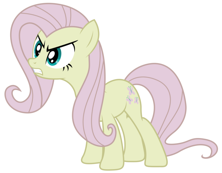 Size: 5000x3899 | Tagged: safe, artist:kooner-cz, derpibooru import, fluttershy, earth pony, pony, g4, the return of harmony, 2011, angry, discorded, discorded fluttershy, earth pony fluttershy, female, image, mare, my little pony, png, race swap, simple background, solo, tail, transparent background, vector, wingless