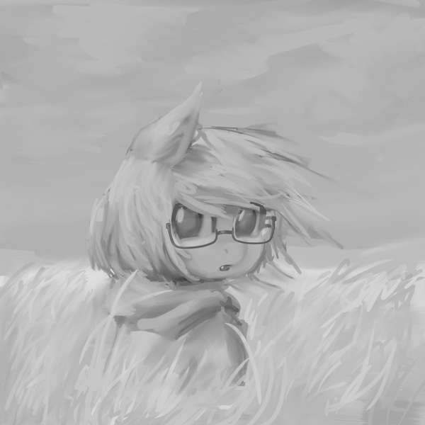 Size: 1000x1000 | Tagged: safe, artist:d7unlimited, derpibooru import, oc, oc:snowday, unofficial characters only, bat pony, pony, glasses, grayscale, image, jpeg, monochrome, solo