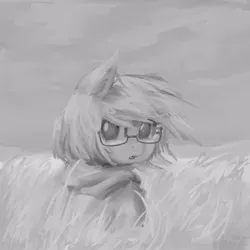 Size: 1000x1000 | Tagged: safe, artist:d7unlimited, derpibooru import, oc, oc:snowday, unofficial characters only, bat pony, pony, glasses, grayscale, image, jpeg, monochrome, solo