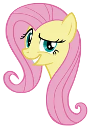 Size: 864x1224 | Tagged: safe, artist:issyrael, derpibooru import, fluttershy, pegasus, pony, g4, 2011, always works, bust, dreamworks face, eyebrows, female, fluttershy is best facemaker, grin, image, looking at you, mare, png, portrait, raised eyebrow, simple background, smiling, solo, transparent background, vector