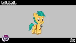 Size: 1920x1080 | Tagged: safe, derpibooru import, official, hitch trailblazer, earth pony, pony, g5, my little pony: tell your tale, .psd available, colt, colt hitch trailblazer, concept art, foal, image, male, png, sheriff's badge, smiling, solo, unshorn fetlocks, younger