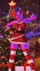 Size: 2160x3840 | Tagged: safe, artist:artempredator, ponerpics import, oc, unofficial characters only, anthro, 3d, breasts, christmas, christmas sweater, clothes, female, gloves, holiday, image, jpeg, one eye closed, socks, solo, solo female, stockings, sweater, thigh highs