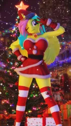 Size: 2160x3840 | Tagged: safe, artist:artempredator, ponerpics import, oc, unofficial characters only, anthro, 3d, breasts, christmas, christmas sweater, clothes, female, gloves, holiday, image, jpeg, one eye closed, socks, solo, solo female, stockings, sweater, thigh highs