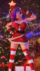 Size: 2160x3840 | Tagged: safe, artist:artempredator, ponerpics import, oc, unofficial characters only, anthro, 3d, breasts, christmas, christmas sweater, clothes, female, gloves, holiday, image, jpeg, one eye closed, socks, solo, solo female, stockings, sweater, thigh highs