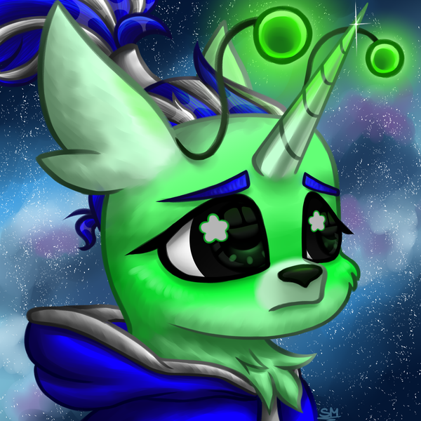 Size: 3000x3000 | Tagged: safe, artist:sunamoonmlp, derpibooru import, oc, unofficial characters only, alicorn, alien, alien pony, pony, g4, beautiful, bust, cheek fluff, chest fluff, commission, cute, derpibooru exclusive, female, horn, image, mare, pfp, png, portrait, space, worried