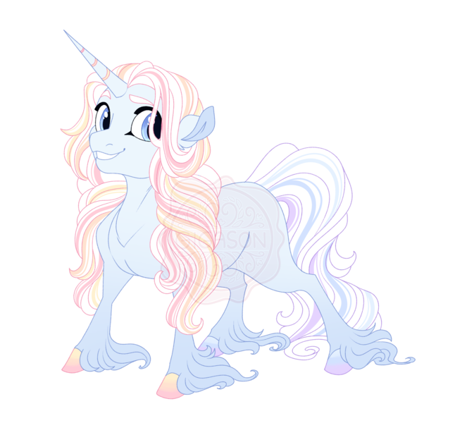 Size: 4200x3900 | Tagged: safe, artist:gigason, derpibooru import, oc, oc:snowbow opal, unofficial characters only, pony, unicorn, g4, adoptable, blank flank, blue coat, blue eyes, colored, colored eyebrows, colored hooves, colored pinnae, crack ship offspring, curly mane, curly tail, ear fluff, eyebrows, eyelashes, female, female oc, fetlock tuft, flat colors, gradient hooves, grin, high res, hooves, horn, image, light blue coat, long fetlocks, looking back, magical lesbian spawn, mare, mare oc, mismatched hooves, multicolored hooves, multicolored mane, multicolored tail, obtrusive watermark, offspring, parent:princess platinum, parent:rainbow dash, png, raised eyebrow, simple background, smiling, solo, standing, striped horn, striped mane, striped tail, tail, three quarter view, transparent background, unicorn horn, unicorn oc, unshorn fetlocks, watermark, white mane, white tail