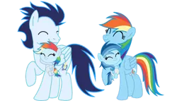 Size: 1280x731 | Tagged: safe, artist:soarindasher10, derpibooru import, rainbow dash, soarin', oc, oc:ragtag, oc:shooting star, pegasus, pony, baby, baby pony, female, filly, foal, image, male, mare, offspring, parent:rainbow dash, parent:soarin', parents:soarindash, png, shipping, siblings, simple background, soarindash, stallion, straight, transparent background, twins