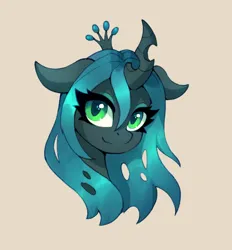 Size: 926x1000 | Tagged: safe, artist:maytee, derpibooru import, part of a set, queen chrysalis, changeling, changeling queen, bust, cute, cutealis, digital art, female, image, png, portrait, simple background, solo