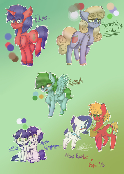 Size: 1934x2721 | Tagged: safe, artist:fluffyrainbowkitty, derpibooru import, big macintosh, rarity, oc, oc:apple cinnamon, oc:elusive, oc:emerald, oc:sparkling cider, oc:stitches, earth pony, pegasus, pony, unicorn, g4, adopted offspring, earth pony oc, female, glasses, gradient background, horn, image, jpeg, male, mare, offspring, parent:big macintosh, parent:rarity, parents:rarimac, rarity's glasses, shawl, ship:rarimac, shipping, siblings, stallion, straight, straw in mouth, ultimare universe, unicorn oc