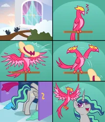 Size: 3600x4177 | Tagged: safe, artist:artisticwerks, derpibooru import, oc, oc:light breeze, alicorn, bird, phoenix, pony, female, image, jpeg, life's a breeze, mare, offspring, parent:king sombra, parent:princess celestia, parents:celestibra, tree