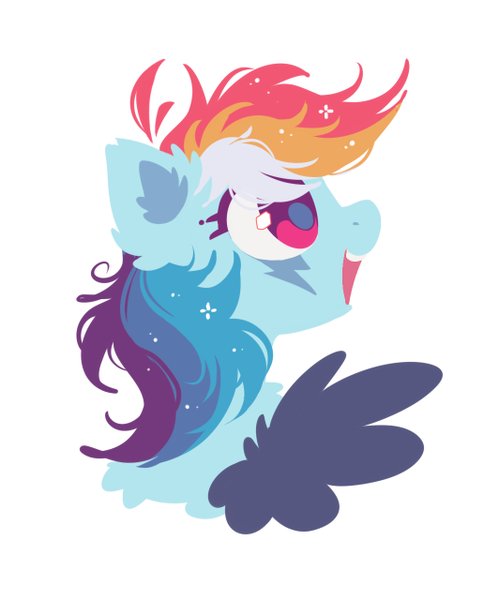 Size: 532x640 | Tagged: safe, artist:mirtash, derpibooru import, rainbow dash, pegasus, pony, g4, alternate design, alternate mane color, black wings, blue coat, chest fluff, colored eyelashes, colored pinnae, colored pupils, colored wings, ear fluff, eye markings, female, image, lineless, magenta eyelashes, magenta eyes, magenta pupils, mare, multicolored mane, one wing out, open mouth, open smile, pink eyes, png, profile, purple eyelashes, purple pupils, shiny eyes, simple background, smiling, solo, sparkles, sparkly mane, twitterina design, white background, wing fluff, wings