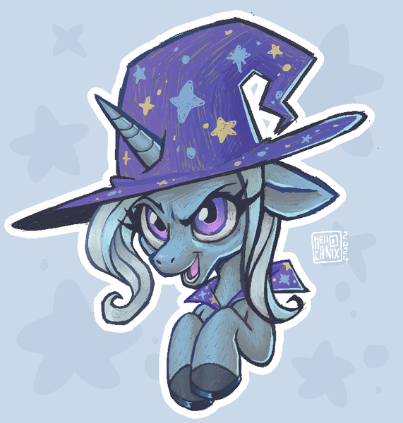 Size: 740x777 | Tagged: safe, artist:helioclawnix, derpibooru import, trixie, pony, unicorn, g4, bust, clothes, colored hooves, female, hat, hooves, horn, image, mare, png, portrait, simple background, solo, trixie's hat