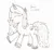 Size: 505x465 | Tagged: safe, artist:ponerr, derpibooru import, izzy moonbow, unicorn, g4, g5, date (time), ear fluff, eyes closed, friendship bracelet, g5 to g4, generation leap, happy, horn, image, jpeg, open smile, paper background, pencil drawing, signature, simple, sketch, standing on two hooves, traditional art, unshorn fetlocks