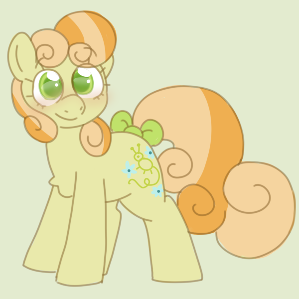 Size: 600x600 | Tagged: safe, artist:puppie, derpibooru import, junebug, earth pony, pony, g4, bow, cute, female, image, mare, png, solo, solo female, striped mane, tail, tail bow, wingding eyes