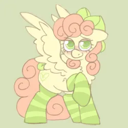 Size: 600x600 | Tagged: safe, artist:puppie, derpibooru import, oc, oc:soft sonance, unofficial characters only, pegasus, pony, bow, clothes, female, hair bow, image, looking at you, mare, png, socks, solo, solo female, striped socks, tail, tail bow, wingding eyes, wings