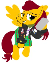 Size: 2500x3200 | Tagged: safe, ponerpics import, ponybooru import, oc, oc:asher mchooves, pegasus, pony, adorkable, amber coat, best pony, blouse, bomber jacket, clothes, cute, dork, explosive, fantasy class, feminism, green eyes, image, jacket, kilt, maroon mane, maroon tail, military tactician, open clothes, open jacket, png, scarf, scrim, scrim scarf, striped blouse, tartan, tomboy, warrior, wonderbolts