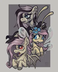 Size: 744x924 | Tagged: safe, artist:helioclawnix, derpibooru import, fluttershy, bat pony, breezie, pegasus, pony, g4, bat ponified, breeziefied, female, flutterbat, flutterbreez, fluttergoth, image, mare, passepartout, png, race swap, self paradox, self ponidox, solo, species swap, triality