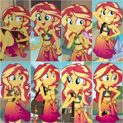 Size: 600x600 | Tagged: safe, artist:frankcrazy16, derpibooru import, screencap, sci-twi, sunset shimmer, twilight sparkle, equestria girls, equestria girls series, g4, unsolved selfie mysteries, x marks the spot, bag, bikini, bikini top, clothes, collaboration, equestria girls specials, food, hand on shoulder, hand on wrist, handbag, image, journal, leather, leather bikini, my little pony equestria girls: better together, my little pony equestria girls: forgotten friendship, offscreen character, png, sarong, skirt, sunset shimmer's beach shorts swimsuit, sushi, sushi cone, swimsuit, wrist cuff