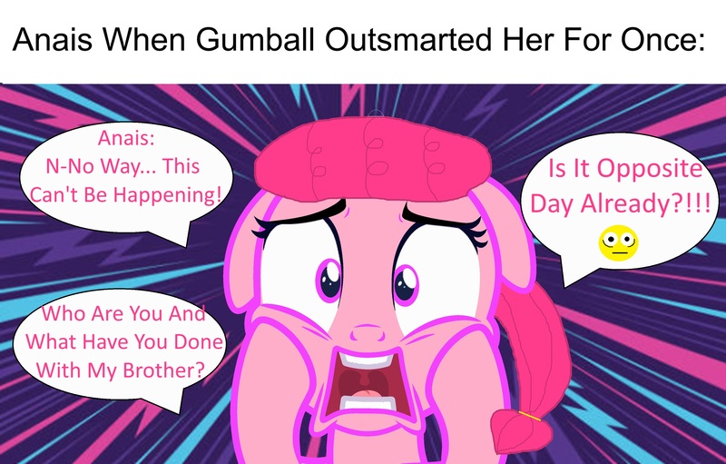 Size: 3000x1918 | Tagged: safe, artist:memeartboi, derpibooru import, ponified, earth pony, pony, g4, anais watterson, emoji, female, filly, foal, humor, image, jpeg, meme, mouth wide open, open mouth, overthinking, overthinking it, shocked, shocked expression, shocked eyes, solo, solo female, speech bubble, teeth, text, the amazing world of gumball