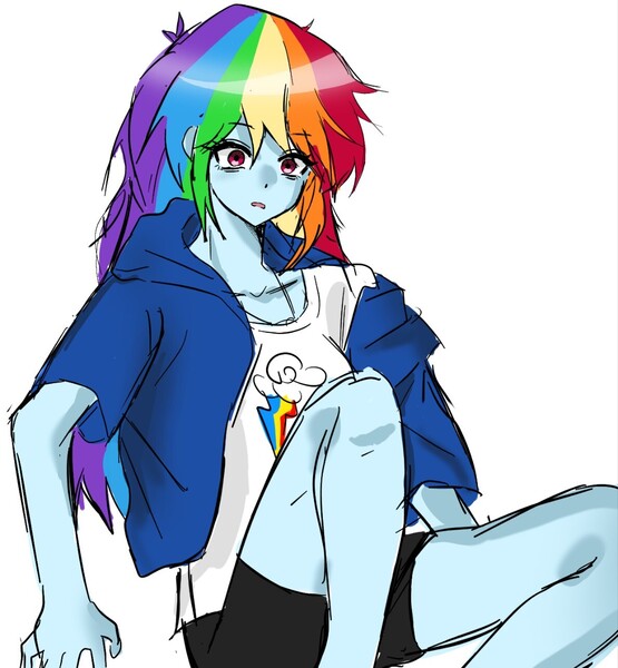 Size: 1189x1285 | Tagged: safe, artist:i870820, derpibooru import, rainbow dash, human, g4, humanized, image, jpeg, simple background, white background