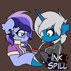 Size: 1000x1000 | Tagged: safe, artist:kranonetwork, derpibooru import, oc, oc:bright drive, oc:wind of the skies, pegasus, unicorn, drink, horn, image, jpeg, milkshake, shared milkshake