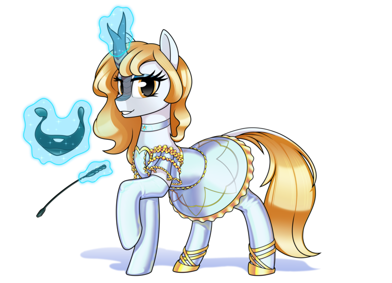 Size: 7200x5200 | Tagged: safe, artist:dacaoo, derpibooru import, oc, oc:winter showers, unofficial characters only, kirin, pony, series:battle to ballet, ballerina, ballet slippers, choker, clothes, gag, image, latex, latex socks, muzzle gag, png, riding crop, socks, solo