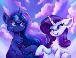 Size: 2000x1545 | Tagged: safe, artist:saphymoon, derpibooru import, princess luna, rarity, g4, image, jpeg