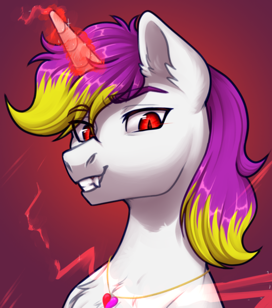 Size: 2652x3000 | Tagged: safe, artist:nika-rain, derpibooru import, oc, oc:exo inforno, pony, undead, unicorn, vampire, vampony, bust, horn, image, magic, male, png, portrait, red eyes, simple background, sketch, solo