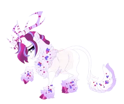 Size: 5700x4800 | Tagged: safe, artist:gigason, derpibooru import, oc, oc:thistle horn, unofficial characters only, hybrid, pony, g4, absurd resolution, accessory, adoptable, antlers, berries in tail, chest fluff, cloven hooves, colored, colored chest fluff, colored eyebrows, colored hooves, colored pinnae, crack ship offspring, ear fluff, eye clipping through hair, eye markings, eyebrows, eyebrows visible through hair, eyelashes, femboy, feminine stallion, flat colors, girly, gradient antlers, gradient legs, hooves, hybrid oc, image, interspecies offspring, leonine tail, lidded eyes, long tail, looking back, magenta hooves, magenta mane, magical lesbian spawn, male, male oc, obtrusive watermark, offspring, parent:bori the reindeer, parent:rarity, pink hooves, png, profile, purple eyes, raised hoof, raised leg, reindeer hybrid, reindeer pony, ruff, simple background, smiling, smirk, solo, stallion, stallion oc, standing on three hooves, striped antlers, tail, tail accessory, thick eyelashes, three quarter view, three toned mane, transparent background, unshorn fetlocks, watermark, white coat, white tail