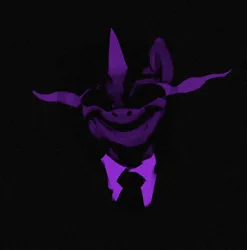 Size: 1400x1418 | Tagged: safe, artist:ad, derpibooru import, oc, oc:redhorned, pony, unicorn, bust, clothes, creepy, creepy smile, curved horn, dark magic, five nights at freddy's, horn, image, jpeg, magic, male, necktie, portrait, purple guy, smiling, stallion, william afton, село