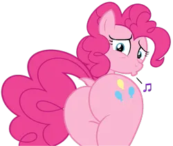 Size: 1265x1069 | Tagged: safe, artist:shieldwingarmorofgod, derpibooru import, pinkie pie, earth pony, pony, g4, balloonbutt, base used, butt, dock, female, image, looking at you, looking back, looking back at you, mare, plot, png, rear view, solo, tail, whistling