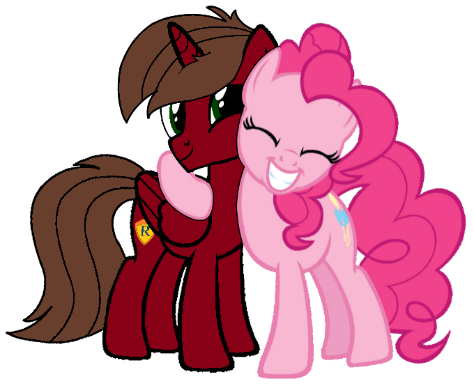 Size: 680x554 | Tagged: safe, artist:rogan140, derpibooru import, pinkie pie, oc, oc:rogan, alicorn, earth pony, g4, alicorn oc, female, horn, hug, image, male, png, simple background, transparent background, vector, wings