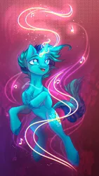 Size: 3240x5760 | Tagged: safe, artist:jsunlight, oc, oc:rocky blues, unofficial characters only, pony, unicorn, commission, commissioner:legionofblues, horn, image, magic, magic aura, male, music notes, png, solo, unicorn oc